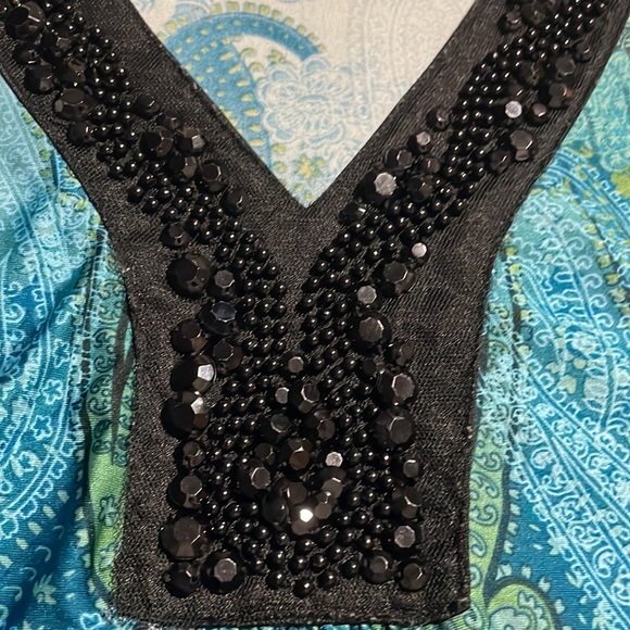 Avenue Paisley Print Beaded Collar Blouse - Picture 7 of 10